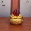 Adorno de Cuenco del Tesoro de Doble Pez de las Ocho Bendiciones de Latón, Cuenco del Tesoro Atractor de Riqueza Lleno de Lingotes, Artesanía Atractora de Riqueza para Escritorio de Entrada