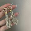 Corea del Sur Flash Aretes de Diamantes Completos para Mujer Plata S925 Diseño Estilo Corbata Aretes de Tuerca Aretes Colgantes Moda Aretes Elegantes