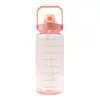 Botella de agua deportiva elegante de gran capacidad para entusiastas del fitness con pajita, vaso de plástico portátil resistente a altas temperaturas