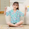 Pijama Nuevo para Niñas 2025 Verano Delgado Manga Corta Niños Niñitas Verano Bebé Conjunto Ropa para Casa Exterior