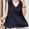 Chaleco Vintage Artístico Bordado Hueco para Mujer, Ropa Interior de Verano, Camisola Hanfu, Top Holgado sin Mangas, Blusa Delgada