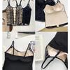 8979 Nova Camisola de Renda com Bojo Único, Colete, Renda com Franja de Cílios, Contraste, Moda Íntima, Faixa para o Peito, Costas Bonitas