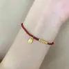 Colgante Dorado de Buena Suerte Pulsera Trenzada para Mujer Año Zodiacal Pulsera de Cuerda Roja Medalla Pequeña de Oro Pulsera de la Fortuna que No se Desvanece