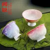 Taza de Cerámica Master Cup con Esmalte de Polvo de Pétalo de Cristal Yuerui, Taza de Degustación de Té Kung Fu, Taza Individual para Mujeres, Regalo Especial de Té de Cumpleaños