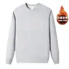 Moletom quente espessado com forro de fleece para outono e inverno de comércio exterior, camiseta de gola redonda, top de fleece, camiseta básica, roupa masculina de manga longa