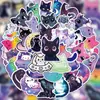 Paquete de 50 Lindos Pegatinas de Gato con Cielo Estrellado de Dibujos Animados para Diario, Graffiti, Botellas de Agua, Decoración de Maletas, Pegatinas DIY