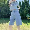 Shorts Jeans de Cintura Alta Feminino 2024 Novo Verão Calças Retas Finas Soltas Emagrecendo Calças de Perna Larga