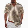 Nova Moda Amazon camisa masculina listrada de manga curta com lapela camisa primavera e outono fonte da fábrica
