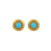 Prata 925 Banhada a Ouro Inlaid Turquesa Sintética Moda Simples Versátil Acessível Luxo Elegante Brincos Brincos de Tarraxa