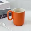 Caneca Cerâmica Simples Personalizada Copo de Água Estilo Ins Xícara de Café Casa Alça Oval Alta Aparência Leiteira