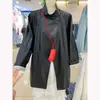 Diseño Atmosférico Coreano para Mujer, Chaqueta de Cuero de Traje de Gama Alta Dulce y Fresca Sexy que Ceñe la Cintura, Chaqueta y Abrigo para Mujer Petite