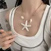 Estilo Vacaciones de Playa de Verano Collar con Colgante de Estrella de Mar Dopamina para Mujer Cadena de Clavícula Simple Personalidad Dulce Accesorios Joyería