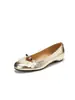 Novedad Otoño/Invierno 2026 Zapatos de Moda para Mujer Estilo Mary Jane Bajos con Tacón Oculto, Color Dorado, para el Trabajo y el Uso Casual