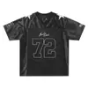 Traje de Oliva Estilo Americano de Malla de Terciopelo Satinado Nueva Llegada Camiseta Bordada Pesada Manga Corta Unisex Estilo Deportivo Adelgazante