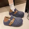 Zapatos de vestir de cobertura total sin cordones suela gruesa hebilla otoño 2026 para mujer retro nuevos casuales tacón oculto zapatos Birkenstock gamuza