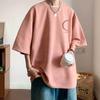 Camiseta de Manga Corta Casual Americana de Estilo Neutro Holgado para Pareja de Hombres y Mujeres, con Estampado de Luna y Forro Polar de Piel de Ciervo de Verano, Top de Moda Ins
