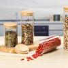 Frasco de Almacenamiento de Vidrio de Borosilicato Alto Cocina Alimentos Frasco de Vidrio con Tapa de Bambú y Madera Té Fruta Seca Grano Frasco de Almacenamiento