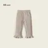 Ropa de Otoño 2025 para Niños Pantalones de Otoño Estilo Coreano para Niñas Cómodos y Amigables con la Piel Pantalones Casuales de 9 Puntos con Volantes Leggings