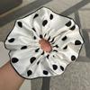 Scrunchie Elegante Vintage de Bolinhas Prendedor de Cabelo Versátil Simples Corda de Cabelo Grande Acessório de Cabelo Elástico Faixa de Cabelo Ornamento de Cabelo para Mulheres