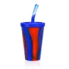 Taza Creativa Portátil de Silicona de Gran Capacidad 480ml con Popote 280ml con Tapa Antiderrames Taza para Té de Leche Taza para Jugo con Popote