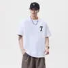 Camiseta de Verano Nueva para Hombre T2607 Tallas Grandes, Tie-Dye Lavado y Teñido, Cuello Redondo, Estilo Holgado de Moda, Marca Raglán Estampada de Manga Corta para Hombre.