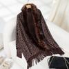 Chal de punto con cuello de pelo estampado de leopardo europeo y americano Abrigo de punto Otoño e Invierno Nuevo Holgado Manga de murciélago Jersey de punto cruzado para mujer