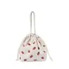 Bolsa Cruzada Mini de Lona con Fresas Lindas para Mujer, Bolso Cubo, con Cordón para Llevar en la Mano, de Pana, para Viajes de Negocios y Salidas, Bolsa para Todo