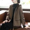 Jaqueta Xadrez Houndstooth Coreia do Sul Feminina Outono e Inverno Lançamento Novo Moda para Mães Casual com Capuz Redutor de Idade Top Jaqueta com Capuz Primavera e Outono