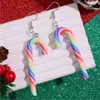 Pendientes Más Vendidos en Amazon Transfronterizos Diseño Creativo de Dibujos Animados Bastón Arcoíris Navideño Pendientes de Colores Dulces para Niñas