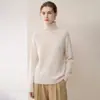 Suéter de caxemira estilo casual europeu e americano para mulheres, caxemira pura de cabra, novo suéter de tricô quente gola alta solto de outono e inverno