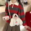 Bolso Cruzado de Peluche Nuevo de Dibujos Animados, Lindo Bolso de Muñeco de Conejo de Orejas Grandes, Bolso de Mano Versátil Lindo de Gato para Mujer