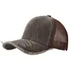 Boné de cinco painéis com borda rasgada desgastada e lavada transfronteiriço, com tela, para homens e mulheres, boné de beisebol retrô com aba de pato respirável, bordado de LOGO personalizado