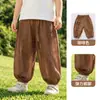 Pantalones de Linterna de Lino Jingqi para Niños Estilo Delgado de Verano Niños y Niñas Casuales Transpirables Anti-Mosquitos Ropa para Bebés y Niños Pantalones