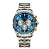 POEDAGAR Marca Baodaqie Comercio Exterior Multifuncional Correa de Acero Negocio Calendario de Tres Ojos Reloj de Cuarzo para Hombre 815