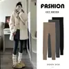 Leggings grises talla extra para mujer, nueva colección otoño/invierno 2026, forrados de felpa, de cintura alta, corte ajustado, hasta el tobillo, pantalones cálidos para usar al aire libre