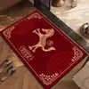 Alfombra de Piso de Terciopelo Rojo Festivo de Cristal del Año del Caballo 2026 para Entrada, Pasillo y Cocina, Felpudo Doméstico Resistente al Desgaste y a la Suciedad