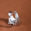 Anillo Abierto de Plata S925 Rey Ciervo Dorado Vintage Personalidad Nicho Punk Ala Trendy Unisex Ala Pluma