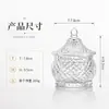 Pote de açúcar de vidro transparente texturizado feito de fábrica com tampa, caixa para armazenamento de frutas secas para uso doméstico, pote de doces para casamento, recipiente de armazenamento de vidro