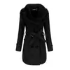 Novo Casaco de Lã 2024 Feminino Trench Coat de Comprimento Médio Roupa de Inverno Gola Grande de Lã Casaco de Lã Dupla Face Tamanho Europeu Feminino