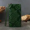 Billetera Nueva para Mujer 2025 Cartera Corta de Piel Genuina Piel de Vaca de Primera Capa Estampada Estilo Chino Retro Billetera para Monedas Multifuncional