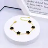 Trevo de Cinco Folhas Aço Titânio Galvanizado 18K Aço Inoxidável Pulseira de Cinco Flores Conjunto de Joias Femininas Flor da Sorte Colar Brincos