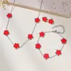 Juego de Joyería de Acero de Titanio de Trébol de Cinco Hojas, Joyería de Acero Inoxidable que no se decolora, Estilo de Lujo Ligero, Directo del Fabricante, Popular en Europa y América