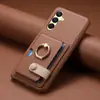 Adequado para Capa de Celular Samsung A57, Couro Genuíno S26Ultra Porta-Cartões Suporte com Anel, Capa Protetora Samsung A16