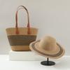 Chapéu de Palha Popular para Comércio Exterior Conjunto de Duas Peças Bolsa de Palha Chapéu de Sol Aba Larga Bolsa Tote Grande Capacidade Conjunto para Mulheres