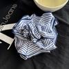 Corea del Sur Rayas Anillo Grande para Bolos Amplio Estilo Mismo Blogger Tela Anillo Grande para Bolos Cuerda para Recoger el Cabello Cola de Caballo Baja Refrescante Azul Elegante