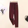 Pantalones Ajustados Adelgazantes de Piel Suelta Skinny para Primavera y Otoño Estrechos de Estilo Occidental de Pierna Ancha Pantalones Largos Casuales con Cintura Elástica
