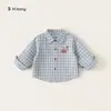 Ropa Infantil Youbao 2026 Primavera y Otoño Nueva Camiseta Interior a Cuadros para Niños Pequeños Camisa de Niña con Dibujo de Cachorro