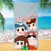 Toalha de banho de secagem rápida infantil de grandes dimensões Giz de cera Pequena nova toalha de praia Microfibra Velo de dupla face Toalha de praia com impressão digital
