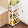 Estante de almacenamiento de huecos de cocina multicapa, carrito para huecos estrechos, solución de almacenamiento ultranarrow para el lateral del refrigerador, estante móvil de pie