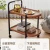 Mesa de centro pequeña móvil con ruedas, mesa auxiliar para sofá de sala de estar, minimesa pequeña con estante de almacenamiento y carrito de comedor de estilo nórdico.